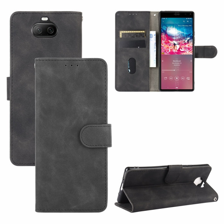Tinta unita Skin Feel Fibbia magnetica Flip orizzontale Custodia in pelle PU con struttura in vitello con supporto e slot per schede e portafoglio, For Sony Xperia 1 II, For Sony Xperia 1, For Sony Xperia 5, For Sony Xperia 8