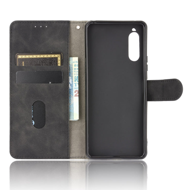 Tinta unita Skin Feel Fibbia magnetica Flip orizzontale Custodia in pelle PU con struttura in vitello con supporto e slot per schede e portafoglio, For Sony Xperia 10 II, For Sony Xperia 10 Plus, For Sony Xperia 10, For Sony Xperia Ace
