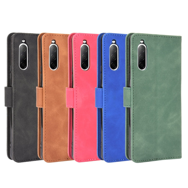 Tinta unita Skin Feel Fibbia magnetica Flip orizzontale Custodia in pelle PU con struttura in vitello con supporto e slot per schede e portafoglio, For Sony Xperia 10 II, For Sony Xperia 10 Plus, For Sony Xperia 10, For Sony Xperia Ace