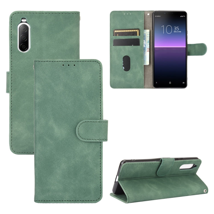 Tinta unita Skin Feel Fibbia magnetica Flip orizzontale Custodia in pelle PU con struttura in vitello con supporto e slot per schede e portafoglio, For Sony Xperia 10 II, For Sony Xperia 10 Plus, For Sony Xperia 10, For Sony Xperia Ace