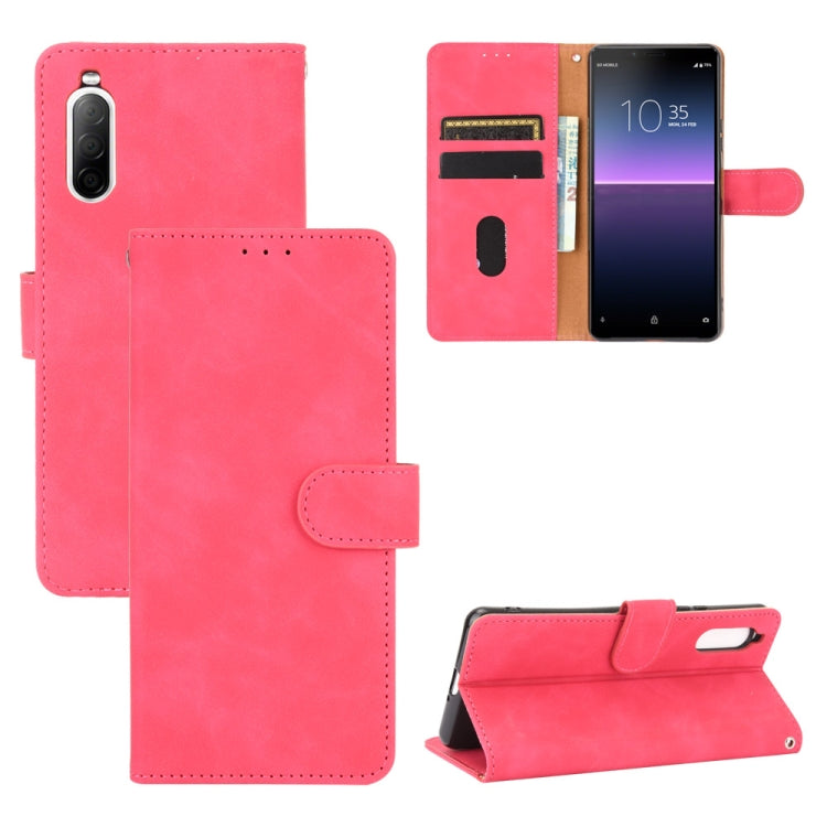 Tinta unita Skin Feel Fibbia magnetica Flip orizzontale Custodia in pelle PU con struttura in vitello con supporto e slot per schede e portafoglio, For Sony Xperia 10 II, For Sony Xperia 10 Plus, For Sony Xperia 10, For Sony Xperia Ace