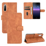 Tinta unita Skin Feel Fibbia magnetica Flip orizzontale Custodia in pelle PU con struttura in vitello con supporto e slot per schede e portafoglio, For Sony Xperia 10 II, For Sony Xperia 10 Plus, For Sony Xperia 10, For Sony Xperia Ace