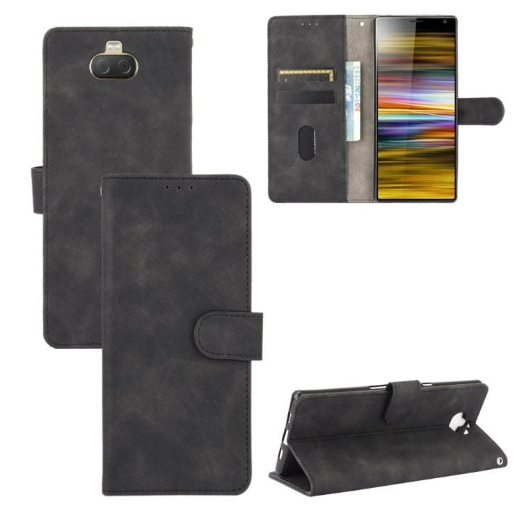 Tinta unita Skin Feel Fibbia magnetica Flip orizzontale Custodia in pelle PU con struttura in vitello con supporto e slot per schede e portafoglio, For Sony Xperia 10 II, For Sony Xperia 10 Plus, For Sony Xperia 10, For Sony Xperia Ace