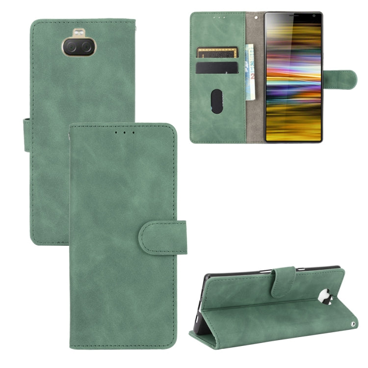 Tinta unita Skin Feel Fibbia magnetica Flip orizzontale Custodia in pelle PU con struttura in vitello con supporto e slot per schede e portafoglio, For Sony Xperia 10 II, For Sony Xperia 10 Plus, For Sony Xperia 10, For Sony Xperia Ace