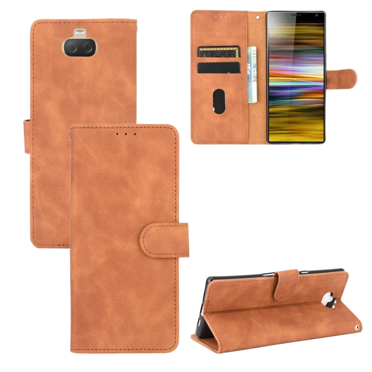 Tinta unita Skin Feel Fibbia magnetica Flip orizzontale Custodia in pelle PU con struttura in vitello con supporto e slot per schede e portafoglio, For Sony Xperia 10 II, For Sony Xperia 10 Plus, For Sony Xperia 10, For Sony Xperia Ace