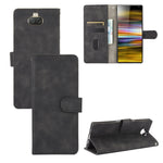 Tinta unita Skin Feel Fibbia magnetica Flip orizzontale Custodia in pelle PU con struttura in vitello con supporto e slot per schede e portafoglio, For Sony Xperia 10 II, For Sony Xperia 10 Plus, For Sony Xperia 10, For Sony Xperia Ace