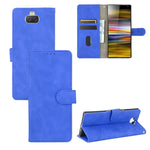Tinta unita Skin Feel Fibbia magnetica Flip orizzontale Custodia in pelle PU con struttura in vitello con supporto e slot per schede e portafoglio, For Sony Xperia 10 II, For Sony Xperia 10 Plus, For Sony Xperia 10, For Sony Xperia Ace