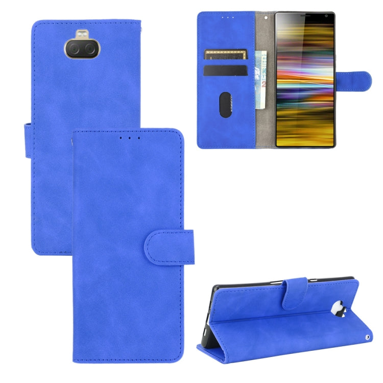 Tinta unita Skin Feel Fibbia magnetica Flip orizzontale Custodia in pelle PU con struttura in vitello con supporto e slot per schede e portafoglio, For Sony Xperia 10 II, For Sony Xperia 10 Plus, For Sony Xperia 10, For Sony Xperia Ace