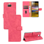 Tinta unita Skin Feel Fibbia magnetica Flip orizzontale Custodia in pelle PU con struttura in vitello con supporto e slot per schede e portafoglio, For Sony Xperia 10 II, For Sony Xperia 10 Plus, For Sony Xperia 10, For Sony Xperia Ace