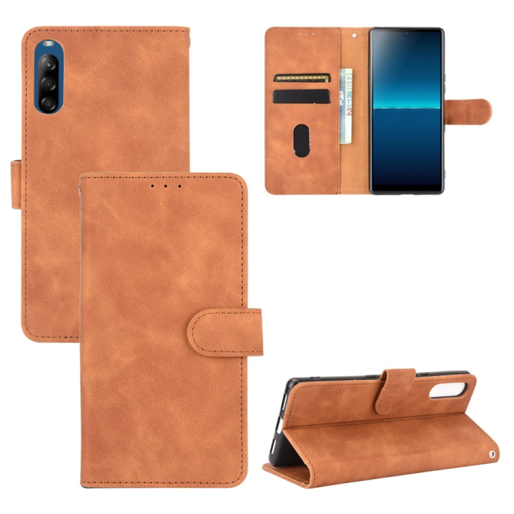 Tinta unita Skin Feel Fibbia magnetica Flip orizzontale Custodia in pelle PU con struttura in vitello con supporto e slot per schede e portafoglio, For Sony Xperia L4, For Sony Xperia XZ3, For Sony Xperia 8 Lite