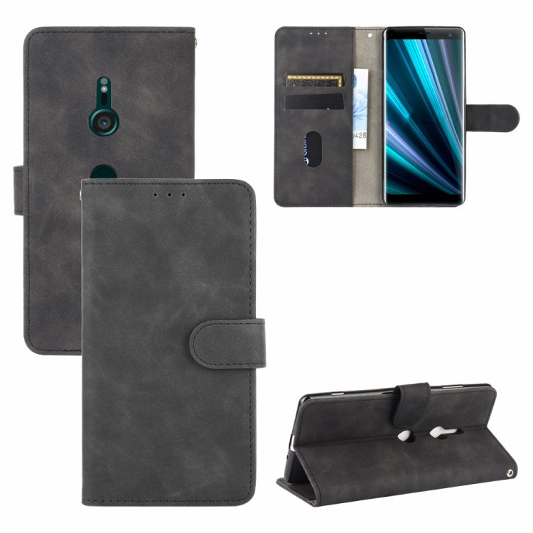 Tinta unita Skin Feel Fibbia magnetica Flip orizzontale Custodia in pelle PU con struttura in vitello con supporto e slot per schede e portafoglio, For Sony Xperia L4, For Sony Xperia XZ3, For Sony Xperia 8 Lite