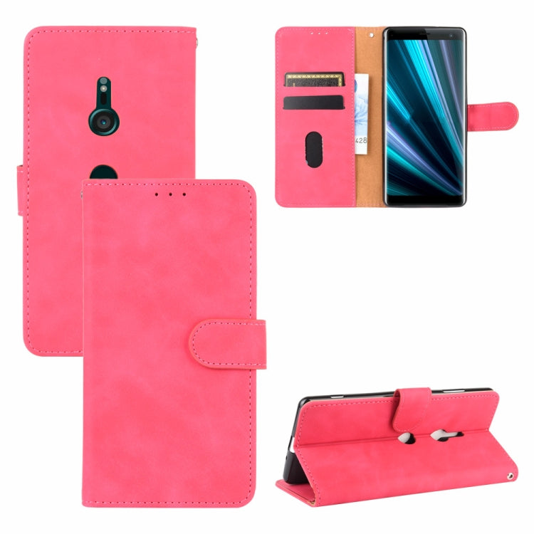 Tinta unita Skin Feel Fibbia magnetica Flip orizzontale Custodia in pelle PU con struttura in vitello con supporto e slot per schede e portafoglio, For Sony Xperia L4, For Sony Xperia XZ3, For Sony Xperia 8 Lite