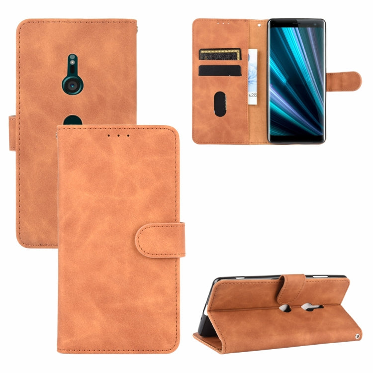 Tinta unita Skin Feel Fibbia magnetica Flip orizzontale Custodia in pelle PU con struttura in vitello con supporto e slot per schede e portafoglio, For Sony Xperia L4, For Sony Xperia XZ3, For Sony Xperia 8 Lite