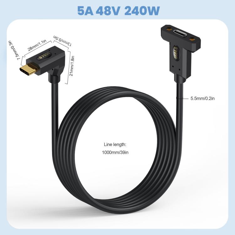Cavo prolunga USB-C con pannello fisso e gomito 0.3-1.8m
