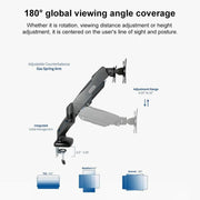 Supporto per monitor a doppio braccio da tavolo Lenovo Thinkplus ZJA1 Clip-on, ZJA1