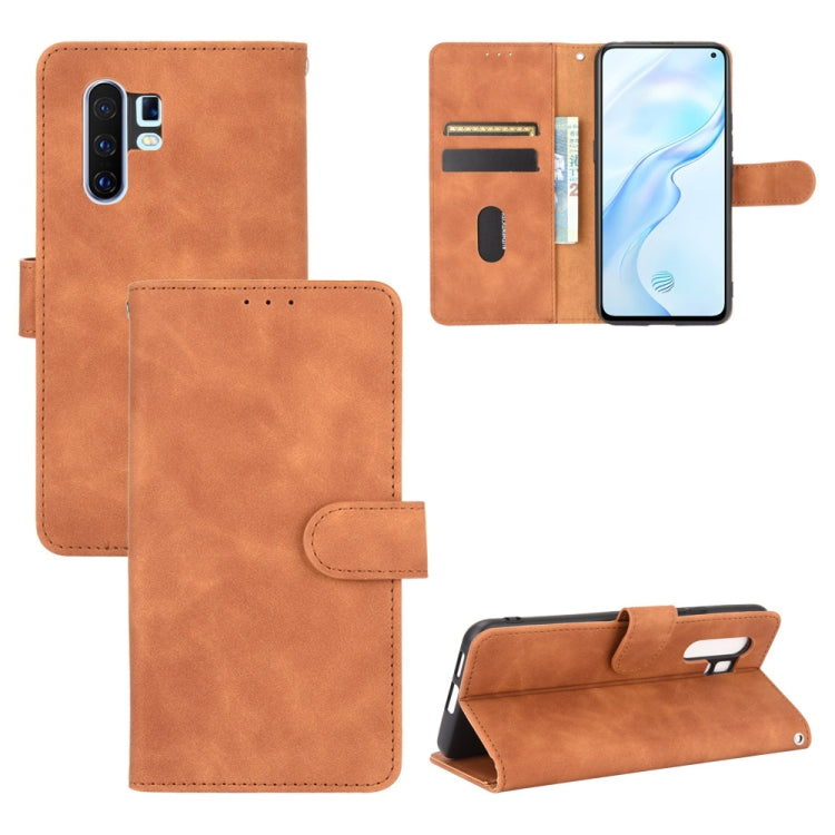 Tinta unita Skin Feel Fibbia magnetica Flip orizzontale Custodia in pelle PU con struttura in vitello con supporto e slot per schede e portafoglio, For TCL 10 Pro, For TCL 10L, For Vivo X30 Pro, For Fujitsu Arrows 5G (F-51A)