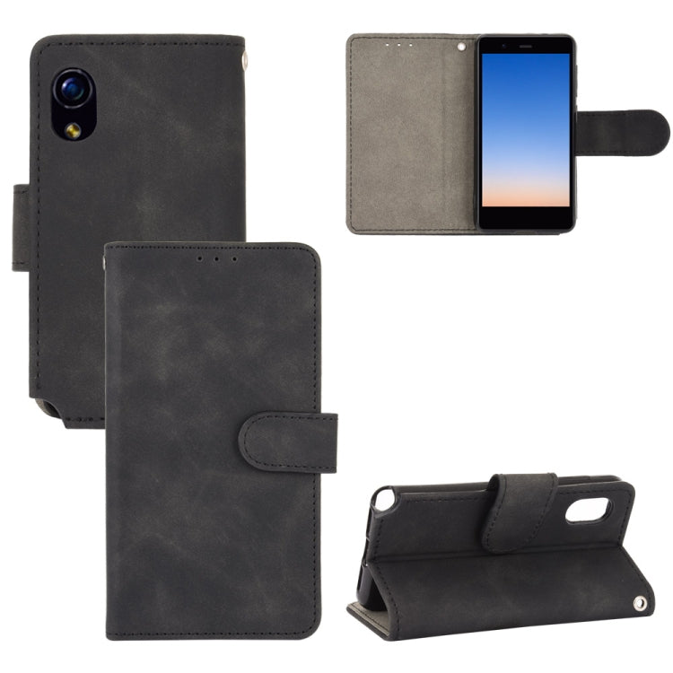 Tinta unita Skin Feel Fibbia magnetica Flip orizzontale Custodia in pelle PU con struttura in vitello con supporto e slot per schede e portafoglio, For Kyocera Basio 4 KYV47, For Kyocera DIGNO BX, For Kyocera Kantan Sumaho 2 (A001KC), For Rakuten mini