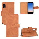 Tinta unita Skin Feel Fibbia magnetica Flip orizzontale Custodia in pelle PU con struttura in vitello con supporto e slot per schede e portafoglio, For Kyocera Basio 4 KYV47, For Kyocera DIGNO BX, For Kyocera Kantan Sumaho 2 (A001KC), For Rakuten mini
