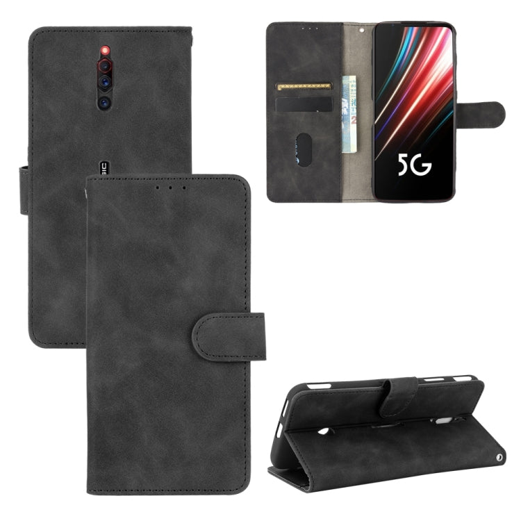 Tinta unita Skin Feel Fibbia magnetica Flip orizzontale Custodia in pelle PU con struttura in vitello con supporto e slot per schede e portafoglio, For ZTE A1 ZTG01, For ZTE Nubia Red Magic 5G