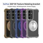 Custodia per telefono MagSafe con supporto girevole a 360 gradi con texture CD, For Samsung Galaxy S25+ 5G, For Samsung Galaxy S25 Ultra 5G