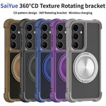 Custodia per telefono MagSafe con supporto girevole a 360 gradi con texture CD, For Samsung Galaxy S26+ 5G, For Samsung Galaxy S26 Ultra 5G, For Samsung Galaxy S26 5G, For Samsung Galaxy S25 5G