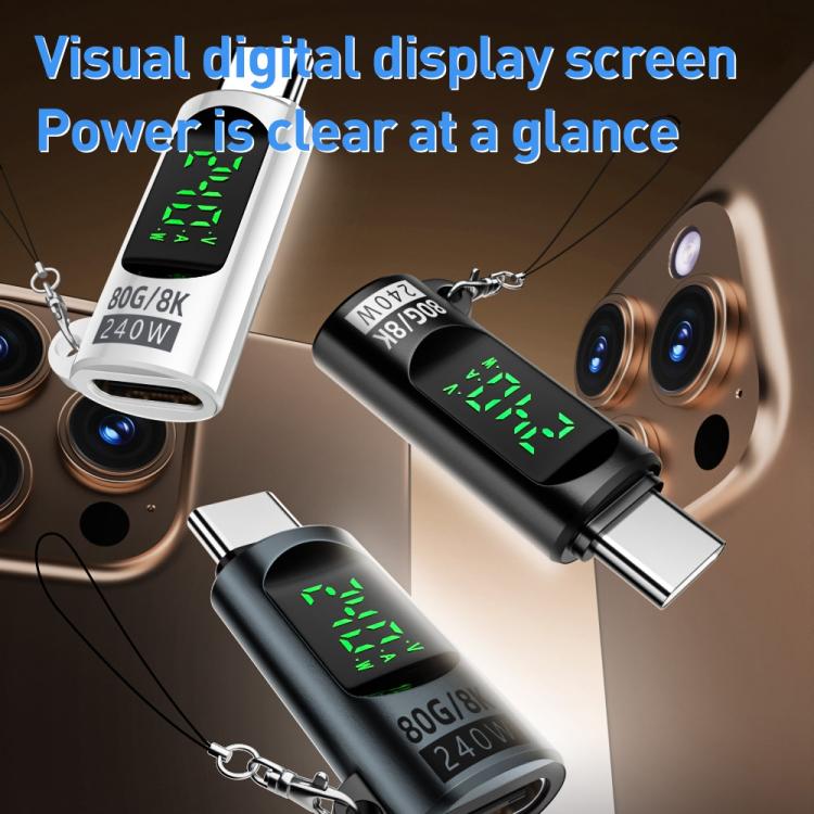 Adattatore USB-C maschio a USB-C femmina 240W 80Gbps con display