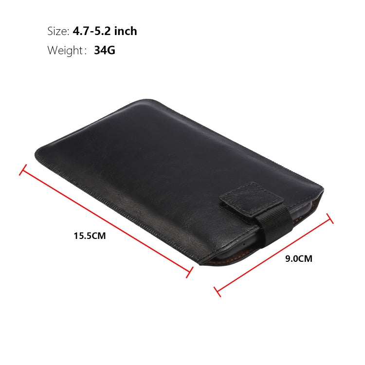 Ultra-sottile Semplice Coulisse Piatto Orizzontale Appeso Marsupio Custodia in pelle per telefono, adatta per smartphone da 4,7-5,2 pollici, For 4.7-5.2 inch