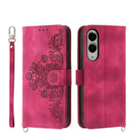 Custodia per telefono in pelle con portafoglio in rilievo con fiori Skin Feel, For Galaxy S26 5G, For Galaxy S25 FE 5G, For Galaxy S25 Edge 5G