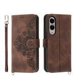 Custodia per telefono in pelle con portafoglio in rilievo con fiori Skin Feel, For Galaxy S26 5G, For Galaxy S25 FE 5G, For Galaxy S25 Edge 5G