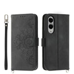 Custodia per telefono in pelle con portafoglio in rilievo con fiori Skin Feel, For Galaxy S26 5G, For Galaxy S25 FE 5G, For Galaxy S25 Edge 5G