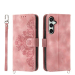 Custodia per telefono in pelle con portafoglio in rilievo con fiori Skin Feel, For Galaxy S26 5G, For Galaxy S25 FE 5G, For Galaxy S25 Edge 5G