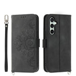 Custodia per telefono in pelle con portafoglio in rilievo con fiori Skin Feel, For Galaxy S26 5G, For Galaxy S25 FE 5G, For Galaxy S25 Edge 5G