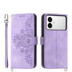 Custodia per telefono in pelle con portafoglio in rilievo con fiori Skin Feel, For Galaxy S26 FE 5G, For Galaxy S26+ 5G, For Galaxy S26 Edge 5G, For Galaxy S26 Ultra 5G