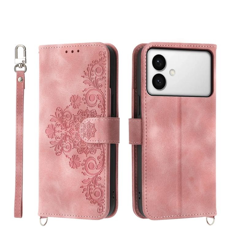 Custodia per telefono in pelle con portafoglio in rilievo con fiori Skin Feel, For Galaxy S26 FE 5G, For Galaxy S26+ 5G, For Galaxy S26 Edge 5G, For Galaxy S26 Ultra 5G