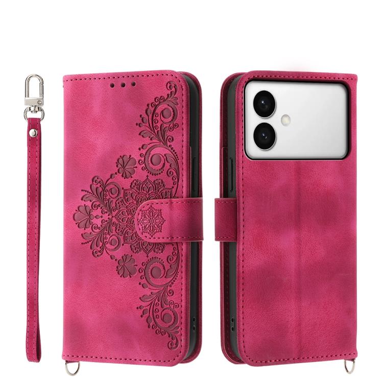 Custodia per telefono in pelle con portafoglio in rilievo con fiori Skin Feel, For Galaxy S26 FE 5G, For Galaxy S26+ 5G, For Galaxy S26 Edge 5G, For Galaxy S26 Ultra 5G