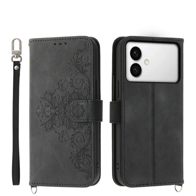 Custodia per telefono in pelle con portafoglio in rilievo con fiori Skin Feel, For Galaxy S26 FE 5G, For Galaxy S26+ 5G, For Galaxy S26 Edge 5G, For Galaxy S26 Ultra 5G