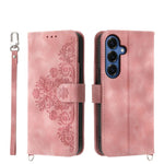 Custodia per telefono in pelle con portafoglio in rilievo con fiori Skin Feel, For Galaxy S26 FE 5G, For Galaxy S26+ 5G, For Galaxy S26 Edge 5G, For Galaxy S26 Ultra 5G