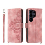 Custodia per telefono in pelle con portafoglio in rilievo con fiori Skin Feel, For Galaxy S26 FE 5G, For Galaxy S26+ 5G, For Galaxy S26 Edge 5G, For Galaxy S26 Ultra 5G