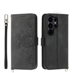 Custodia per telefono in pelle con portafoglio in rilievo con fiori Skin Feel, For Galaxy S26 FE 5G, For Galaxy S26+ 5G, For Galaxy S26 Edge 5G, For Galaxy S26 Ultra 5G