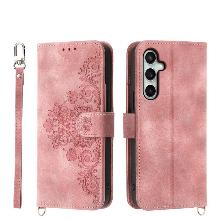 Custodia per telefono in pelle con portafoglio in rilievo con fiori Skin Feel, For Galaxy S26 FE 5G, For Galaxy S26+ 5G, For Galaxy S26 Edge 5G, For Galaxy S26 Ultra 5G