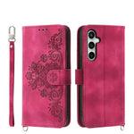 Custodia per telefono in pelle con portafoglio in rilievo con fiori Skin Feel, For Galaxy S26 FE 5G, For Galaxy S26+ 5G, For Galaxy S26 Edge 5G, For Galaxy S26 Ultra 5G