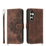 Custodia per telefono in pelle con portafoglio in rilievo con fiori Skin Feel, For Galaxy S26 FE 5G, For Galaxy S26+ 5G, For Galaxy S26 Edge 5G, For Galaxy S26 Ultra 5G