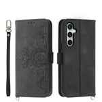 Custodia per telefono in pelle con portafoglio in rilievo con fiori Skin Feel, For Galaxy S26 FE 5G, For Galaxy S26+ 5G, For Galaxy S26 Edge 5G, For Galaxy S26 Ultra 5G