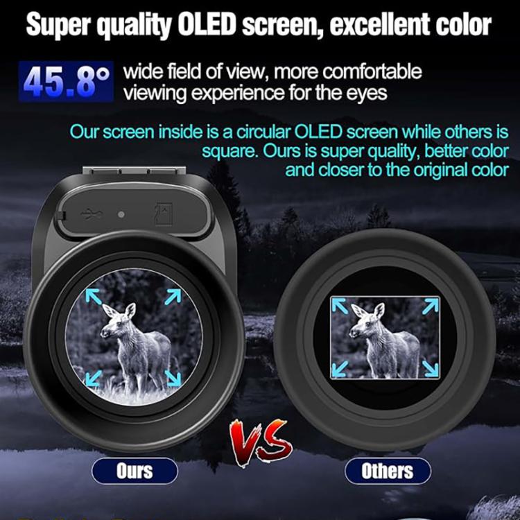 NVG07S Dispositivo monoculare per esterni con schermo OLED rotondo da 1,39 pollici e visione notturna a infrarossi, da indossare sulla testa.