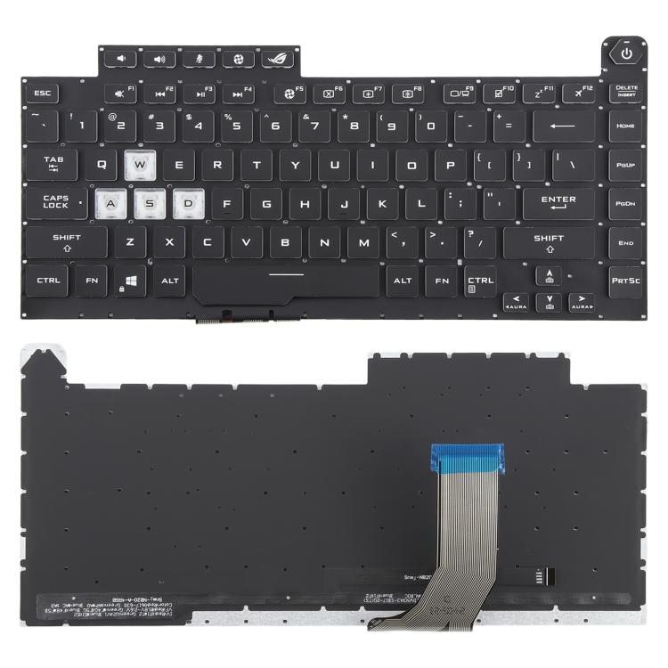 Tastiera retroilluminata a 16 pin colorata, versione USA, per laptop Asus ROG Strix Scar G512 G512LV G512LW G512LI, G512 (Transparent keycaps)