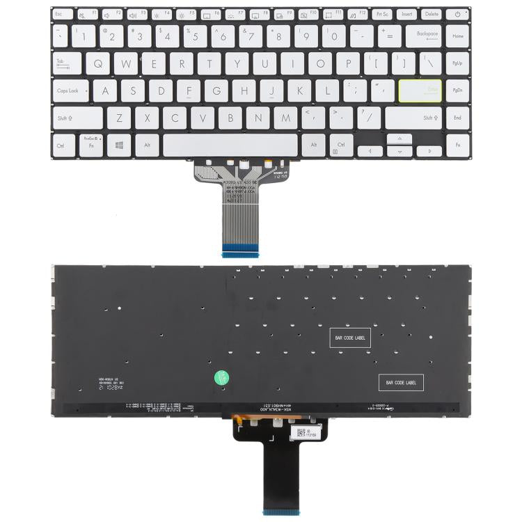 Tastiera retroilluminata per laptop Asus VivoBook S14 X421 X421DA X421UA X421EP X421EQ X421JQ X421FP X421FF X421FL (versione USA), X421 (Silver)