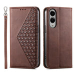 Custodia per telefono in pelle con texture a griglia cubica effetto vitello, con chiusura magnetica., For Galaxy S26 5G, For Galaxy S25 FE 5G, For Galaxy S25 Edge 5G