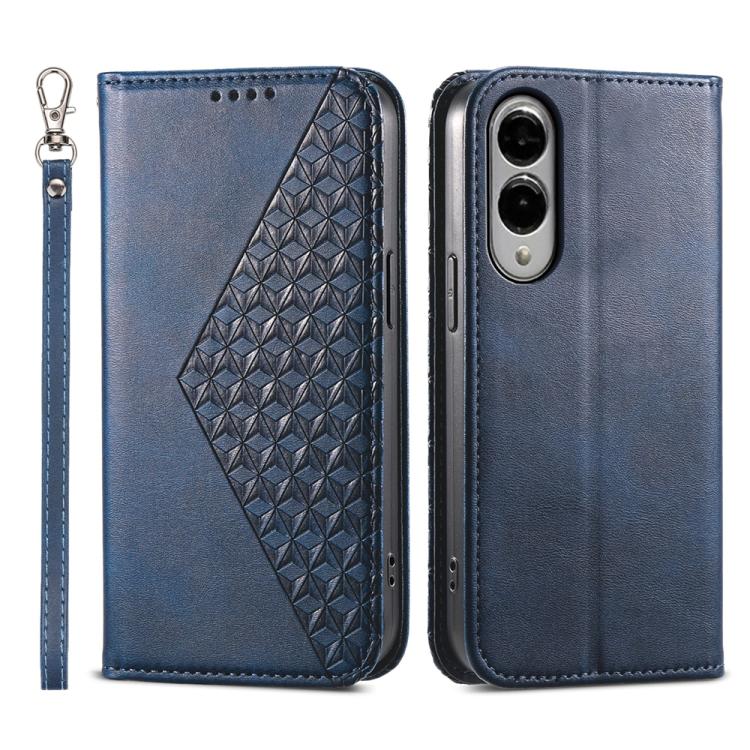 Custodia per telefono in pelle con texture a griglia cubica effetto vitello, con chiusura magnetica., For Galaxy S26 5G, For Galaxy S25 FE 5G, For Galaxy S25 Edge 5G