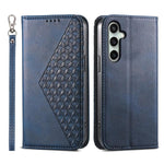 Custodia per telefono in pelle con texture a griglia cubica effetto vitello, con chiusura magnetica., For Galaxy S26 5G, For Galaxy S25 FE 5G, For Galaxy S25 Edge 5G
