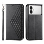 Custodia per telefono in pelle con texture a griglia cubica effetto vitello, con chiusura magnetica., For Galaxy S26 FE 5G, For Galaxy S26+ 5G, For Galaxy S26 Edge 5G, For Galaxy S26 Ultra 5G